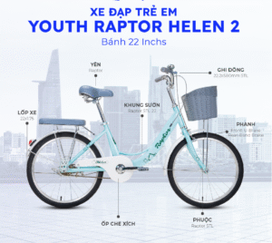 xe Đạp trẻ em youth raptor helen 2 bánh 22 inch